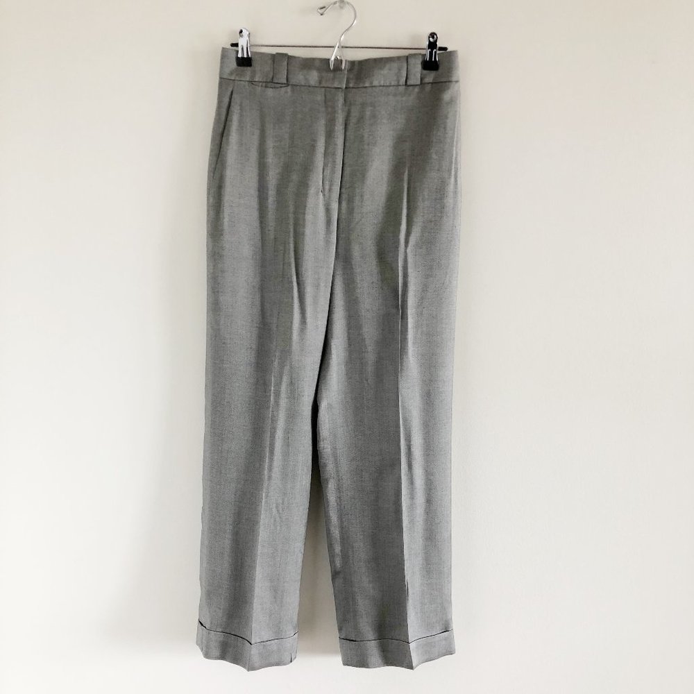 Theory Silk Straight Cuffed Trouser Pant Fluid Melange Gray